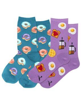 Women's HOTSOX Crew Sock Bundle | Food Patterns | Mix & Match | NWT